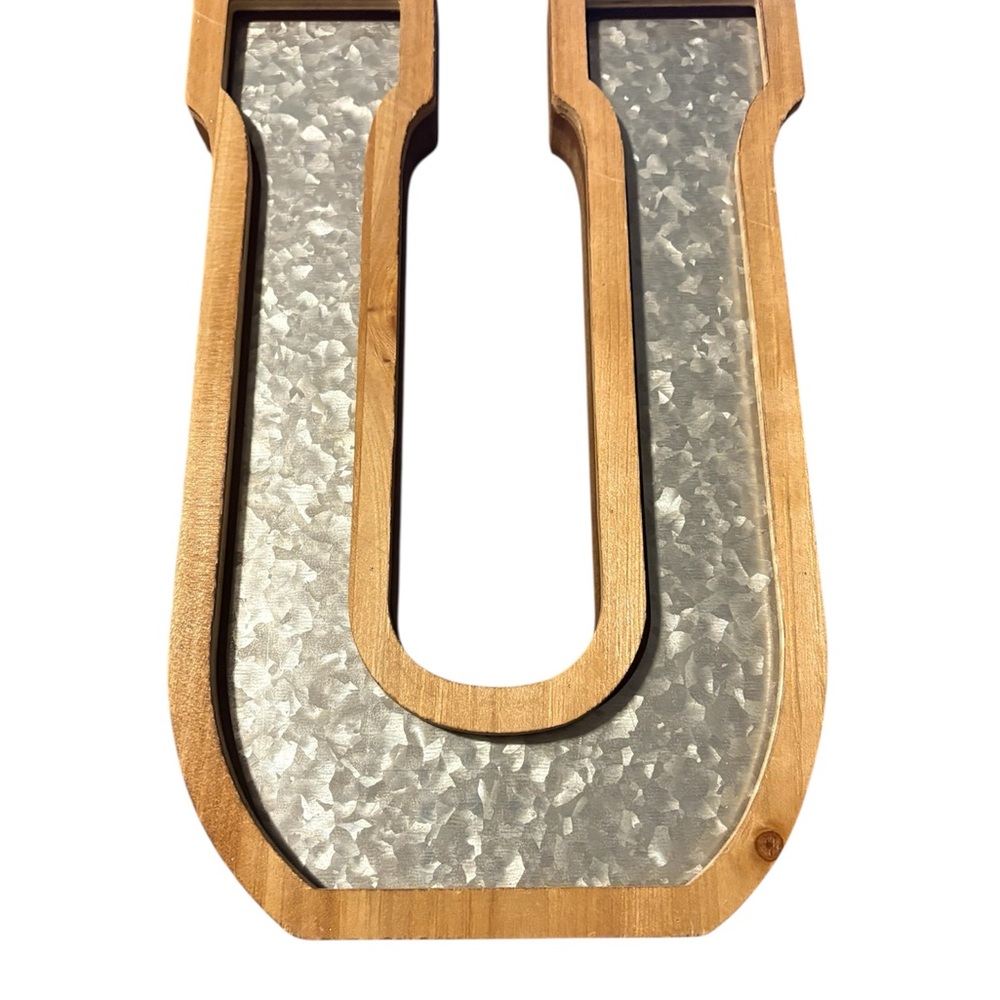 Wood and Metal Letter U Wall Decor